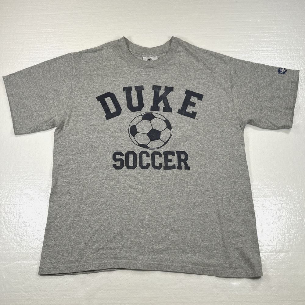 Vintage Duke Soccer Shirt Men's XL Heather Gray The Cotton Exchange 1990's